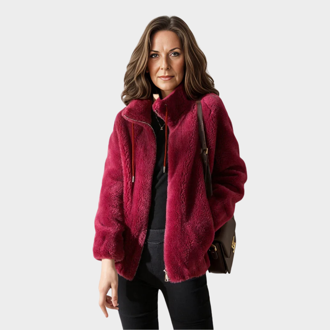 Women’s Jacket – Double-Sided Velvet, Stand-Up Collar, Zip Closure, Winter Fleece, Multiple Colors