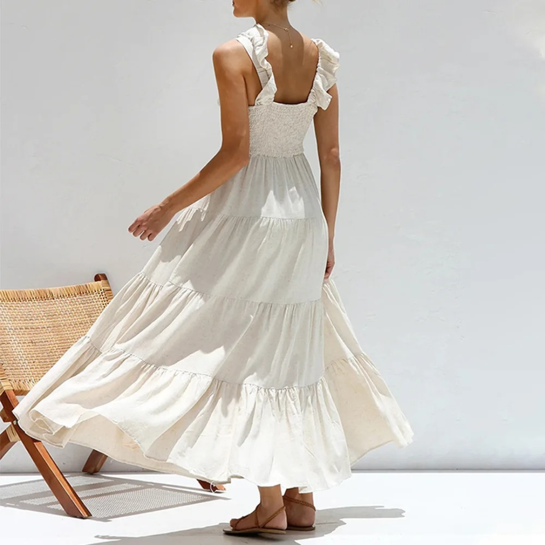 Women Cotton Maxi Dress – Sleeveless V-Neck A-Line Holiday Sundress Lightweight Fit – Multiple Colours