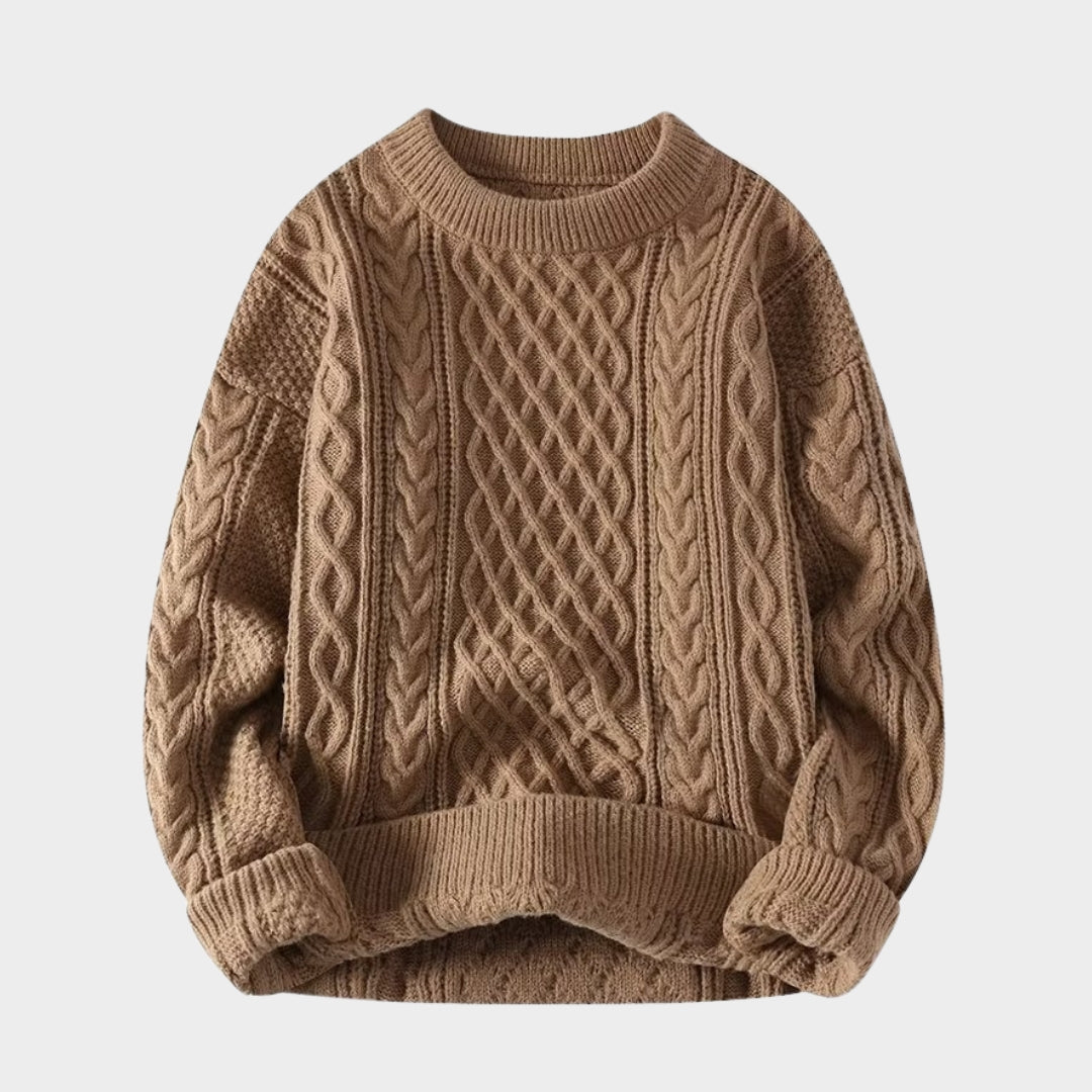 Men's Korean Fashion Sweater – Autumn Winter Warm Casual Loose Knit Pullover, Black/Khaki/Grey/Red, Cozy Material