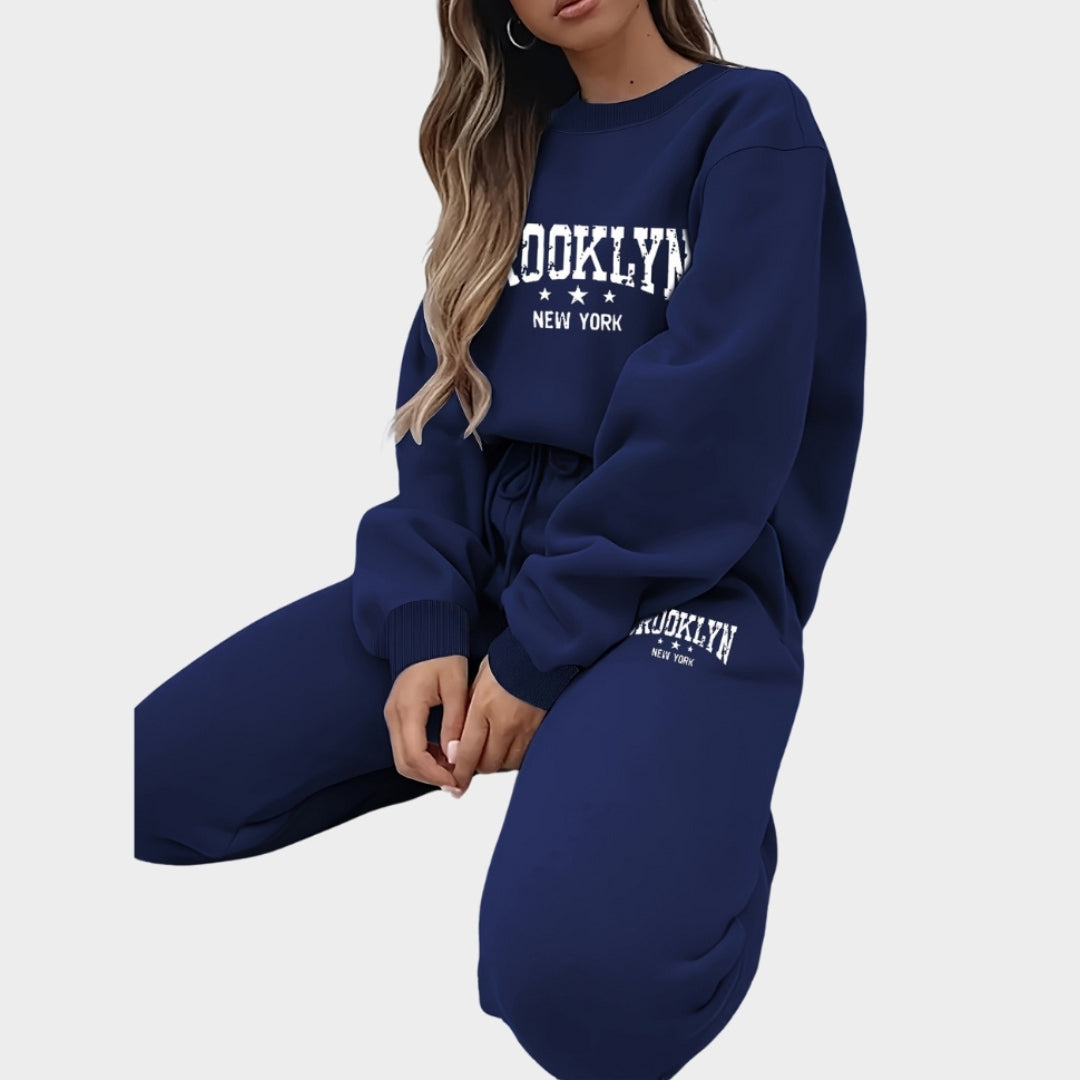 Autumn Winter Women Sweater Pants Set - Plush Hoodie Outfit with Pants, Street Hip Hop Style, Soft & Cozy (Black, Blue, Grey)