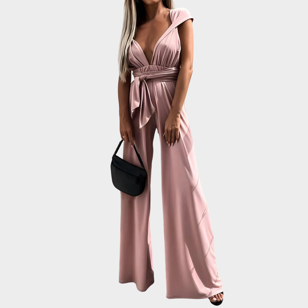 Women’s Wide Leg Jumpsuit – Backless Sleeveless Bandage Romper – Solid Colour – Lightweight Fabric – Multiple Colours