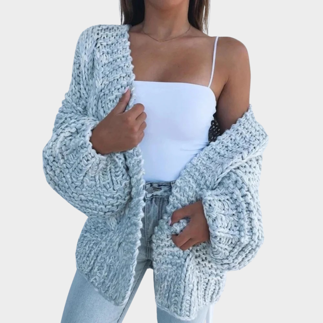 Women’s Chunky Knit Relaxed Cardigan – Soft Open Front Sweater – Cozy Texture with Flattering Loose Fit – Multiple Colours