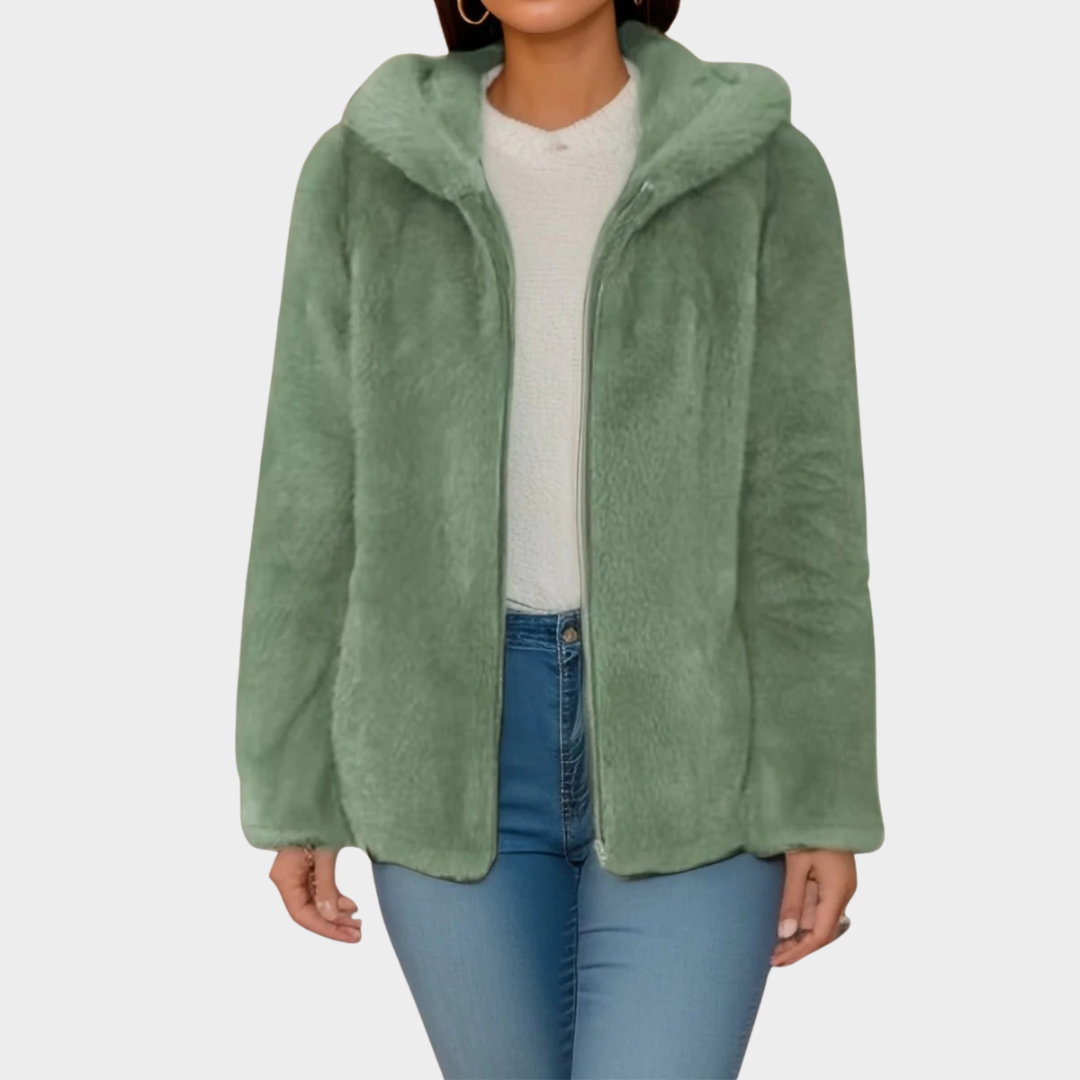Women’s Oversized Fleece Jacket – Hooded Faux Fur Mink Style Sweater Coat with Relaxed Fit – Multiple Colours