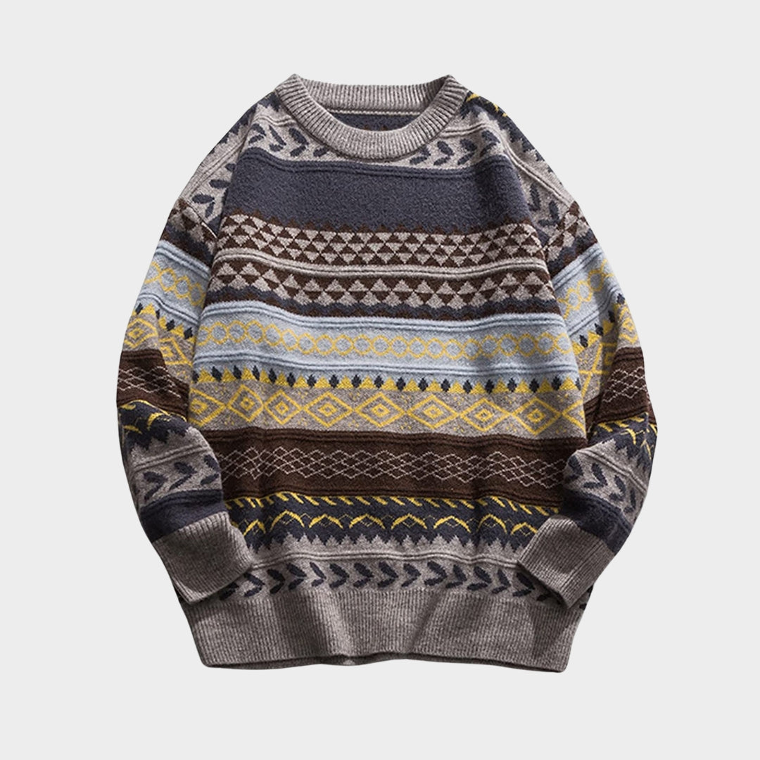 Women’s Vintage Striped Loose Sweater - Korean Style, Retro Knitted Pullover, Winter Casual, Grey, Coffee, and More