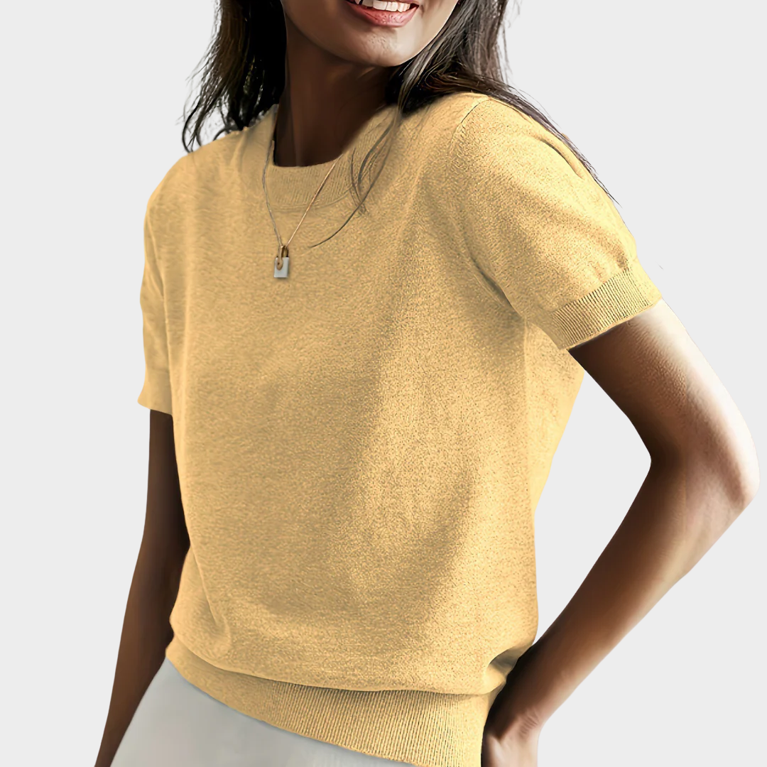 Women’s Casual Short Sleeve Crew Neck Top – Relaxed Fit Lightweight Knit Tee – Versatile Everyday Style – Multiple Colours