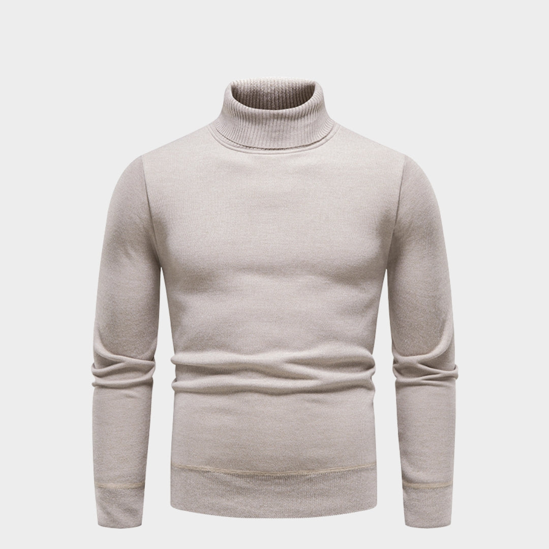 Men’s Turtleneck Sweater - Solid Color Slim Fit Casual Knitwear, Warm Winter Sweater, Black, Navy, White, and More