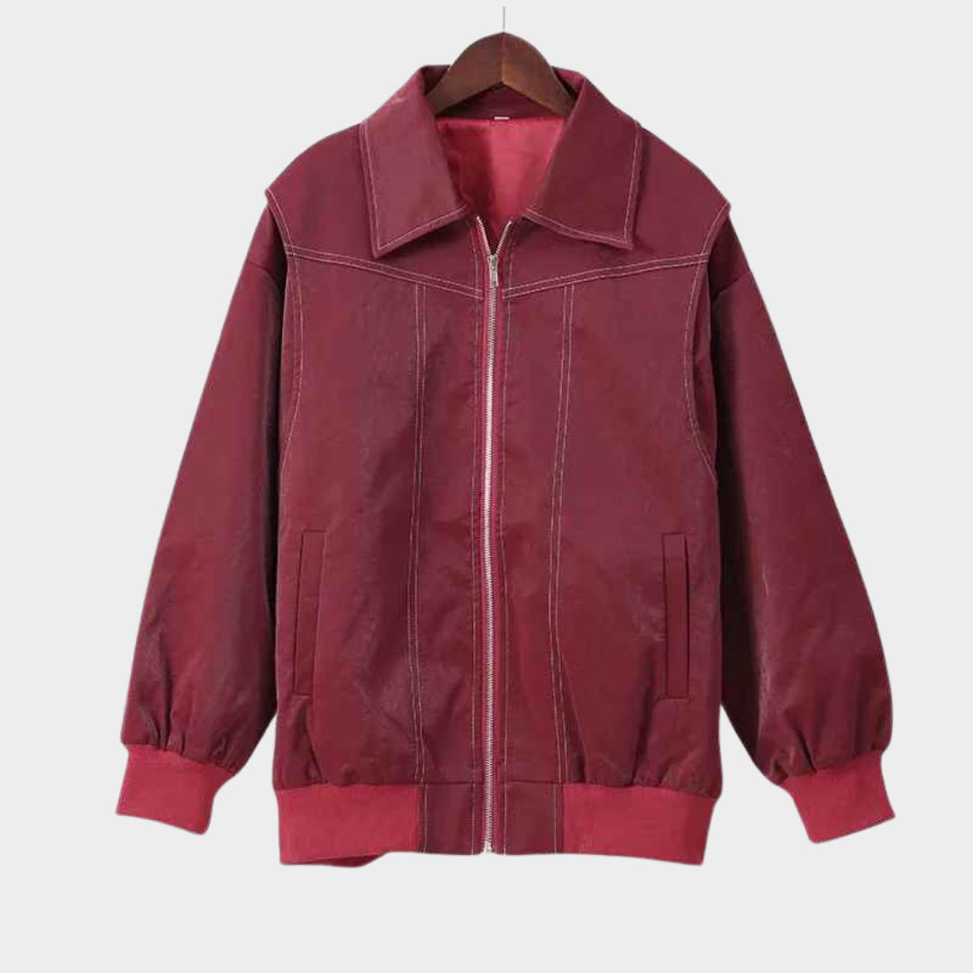 Women's Leather Jacket - Zipper Lapel Cropped Coat - Casual Long Sleeve - Stylish Outerwear - Multiple Colours