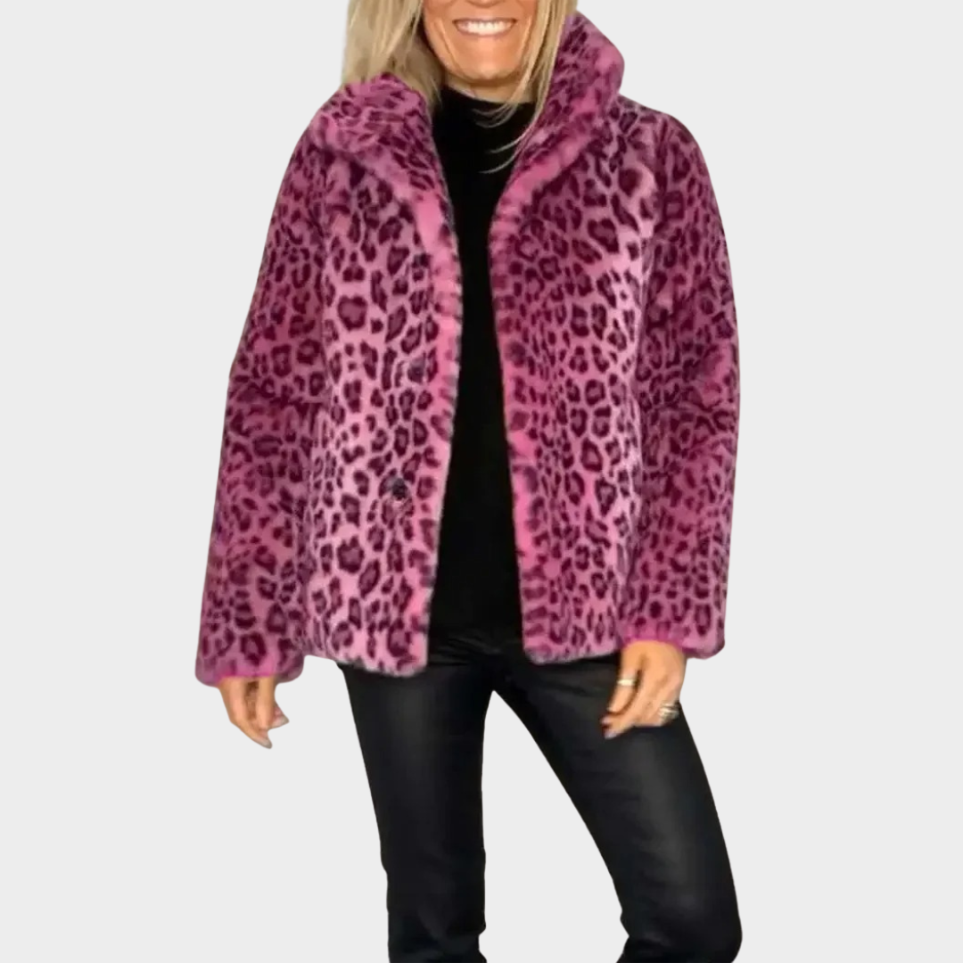 Women's Leopard Print Fleece Coat – Plush Open Cardigan Jacket with Soft Comfortable Fit – Multiple Colours