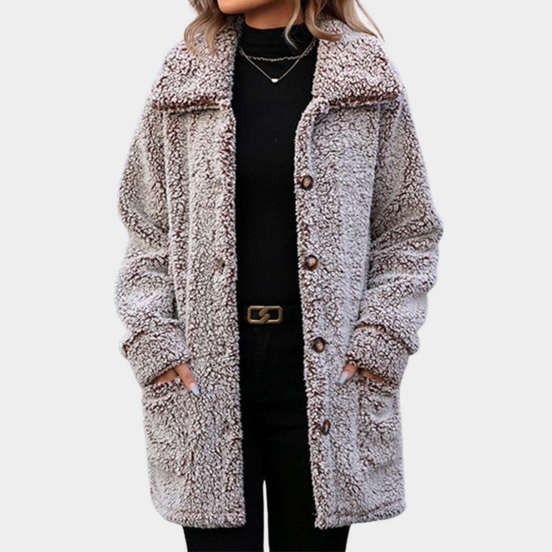 Winter Women’s Hooded Coat – Single Breasted, Thick Plush, Long Jacket, Black, Brown