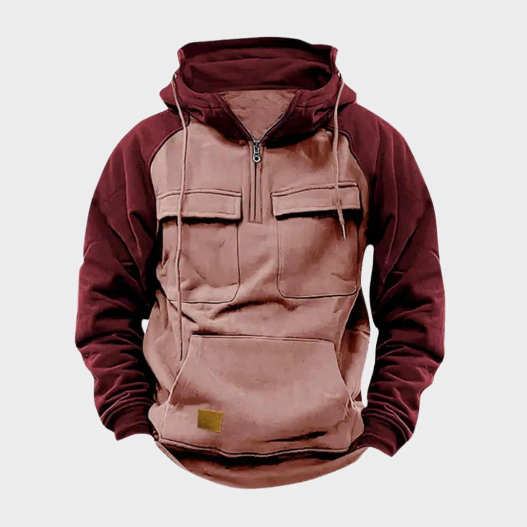 Men Outdoor Utility Hoodie – Long Sleeve Zipper Workwear Sweatshirt Cotton Poly Blend with Pockets Relaxed Fit – Multiple Colours