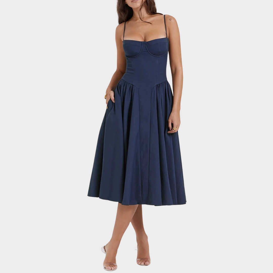 Women’s Long Dress – French Vintage Court Style – Sleeveless Tank Design – Elegant Flowing Fit – Multiple Colours