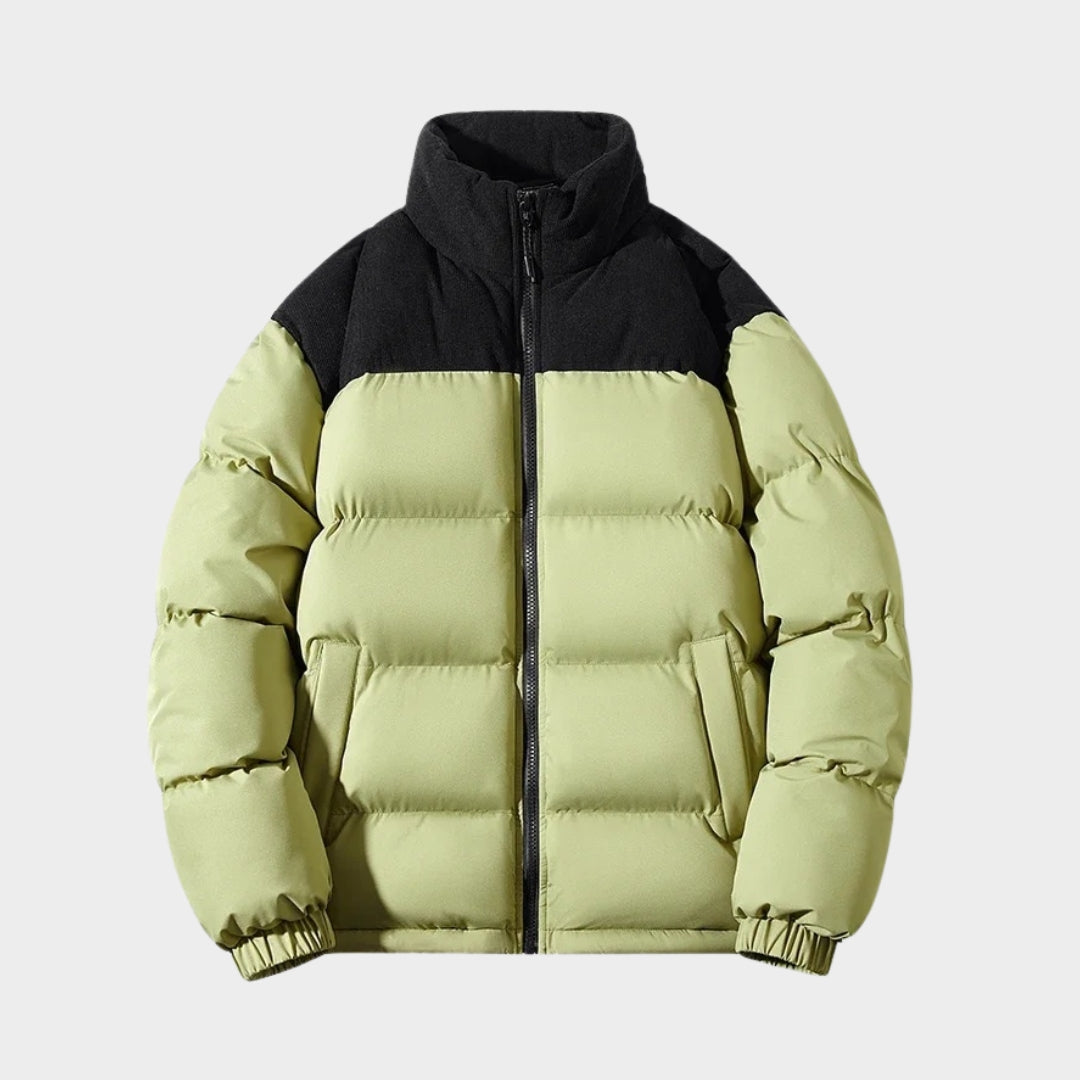 Men's Thick Winter Coat - Solid Color Puffer Jacket, Cotton Padded, Casual Fashion Outerwear, Purple, Black, and More