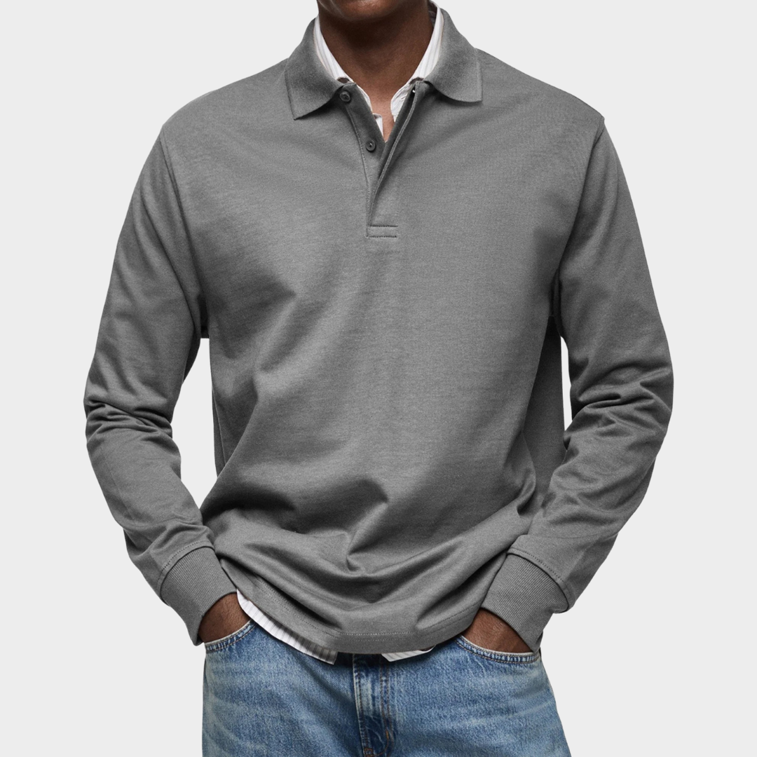Men Long Sleeve Polo Shirt – Slim Fit Casual Top Breathable Cotton Blend Comfortable Lapel Collar Smart Everyday Wear – Multiple Colours
