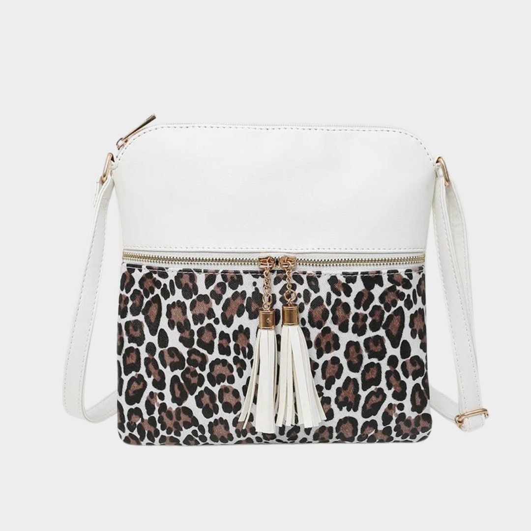 Women's Vintage Crossbody Shoulder Bag – PU Leather with Tassel Detail and Leopard Print – Multiple Colours