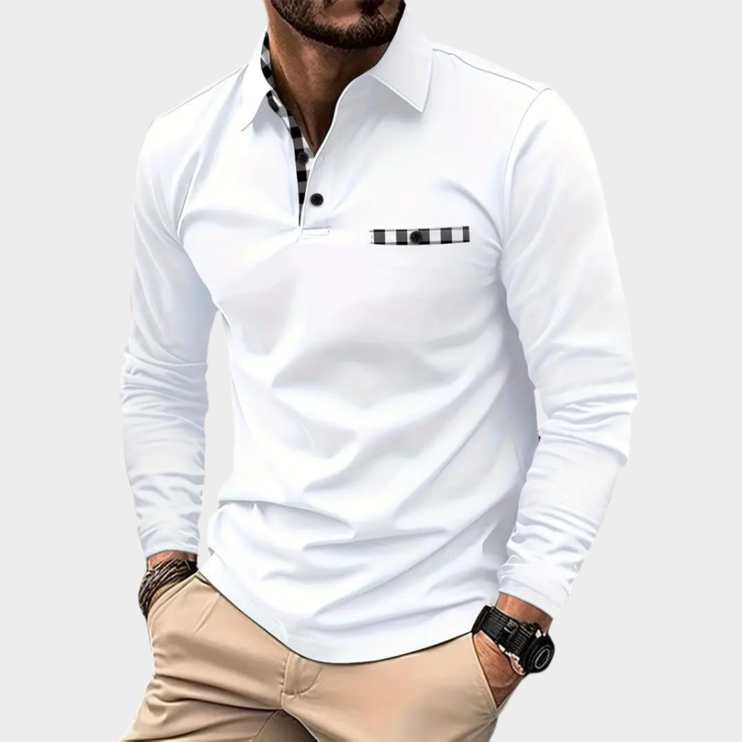 Men's Slim Fit Polo Shirt - Long Sleeve - Zipper Lapel - Business Casual - Multiple Colours