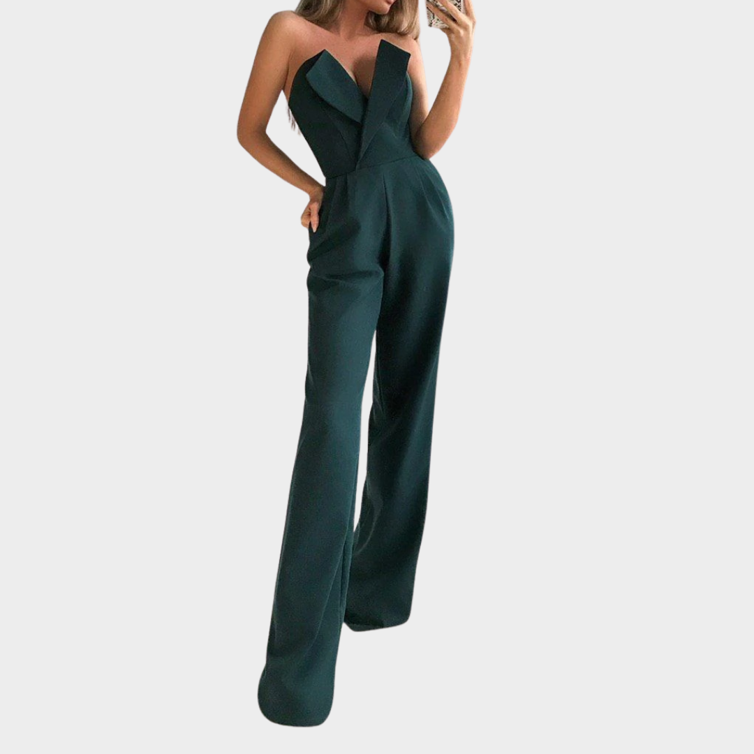 Women’s Elegant Strapless Jumpsuit – Slim Fit Sleeveless Office Chic Romper – Multiple Colours