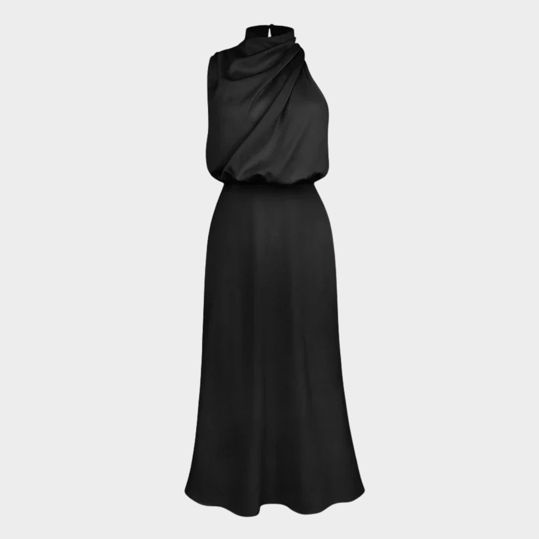 Women’s Elegant Sleeveless Long Dress – Off Shoulder Satin Trumpet Fit – Luxury Silk Feel – Multiple Colours