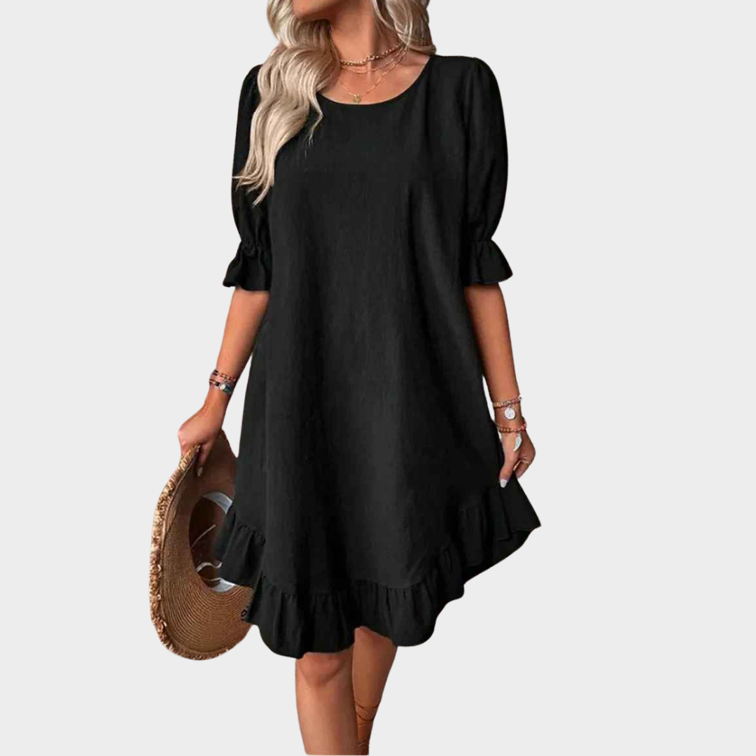 Women Sleeveless Midi Dress – Vintage Loose Fit with Round Neck in Cotton Linen – Multiple Colours