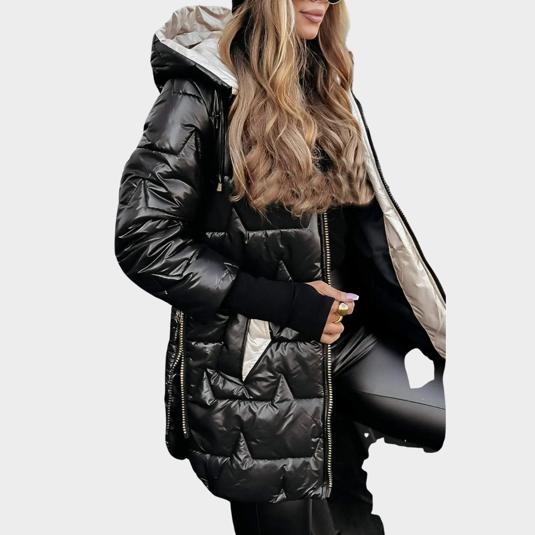 Women’s Hooded Parka Coat – Long Sleeve Cotton Blend Jacket with Padded Lining and Zipper Closure – Multiple Colours