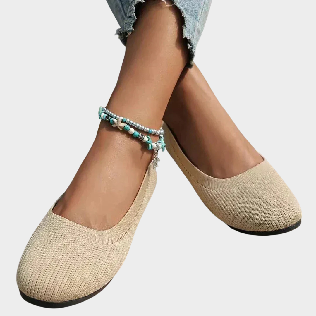 Women Breathable Slip On Flat Shoes – Knitting Sock Style – Round Toe – Lightweight – Multiple Colours