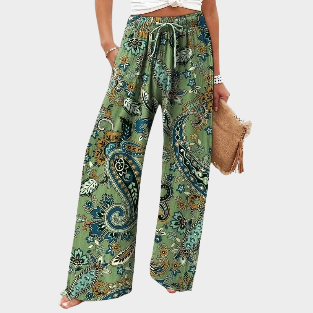 Women’s Retro Printed Casual Trousers – Loose Fit Straight Leg Pants – 3D Gradient Graffiti Floral Design – Lightweight Fabric – Multiple Colours