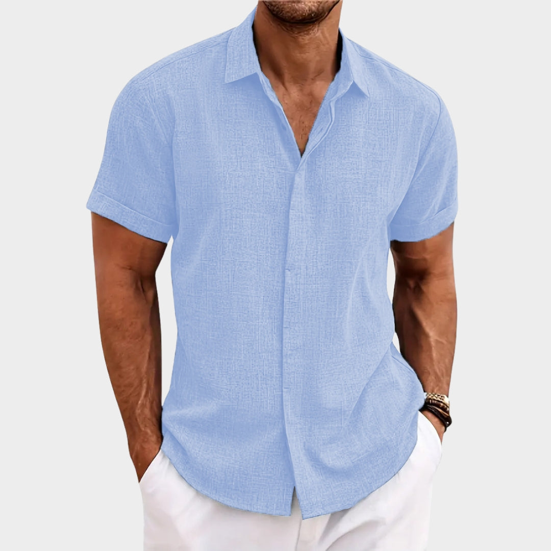 Men's Summer Short-Sleeve Shirt - Lapel Collar - Lightweight & Breathable - Casual Beachwear - Multiple Colours