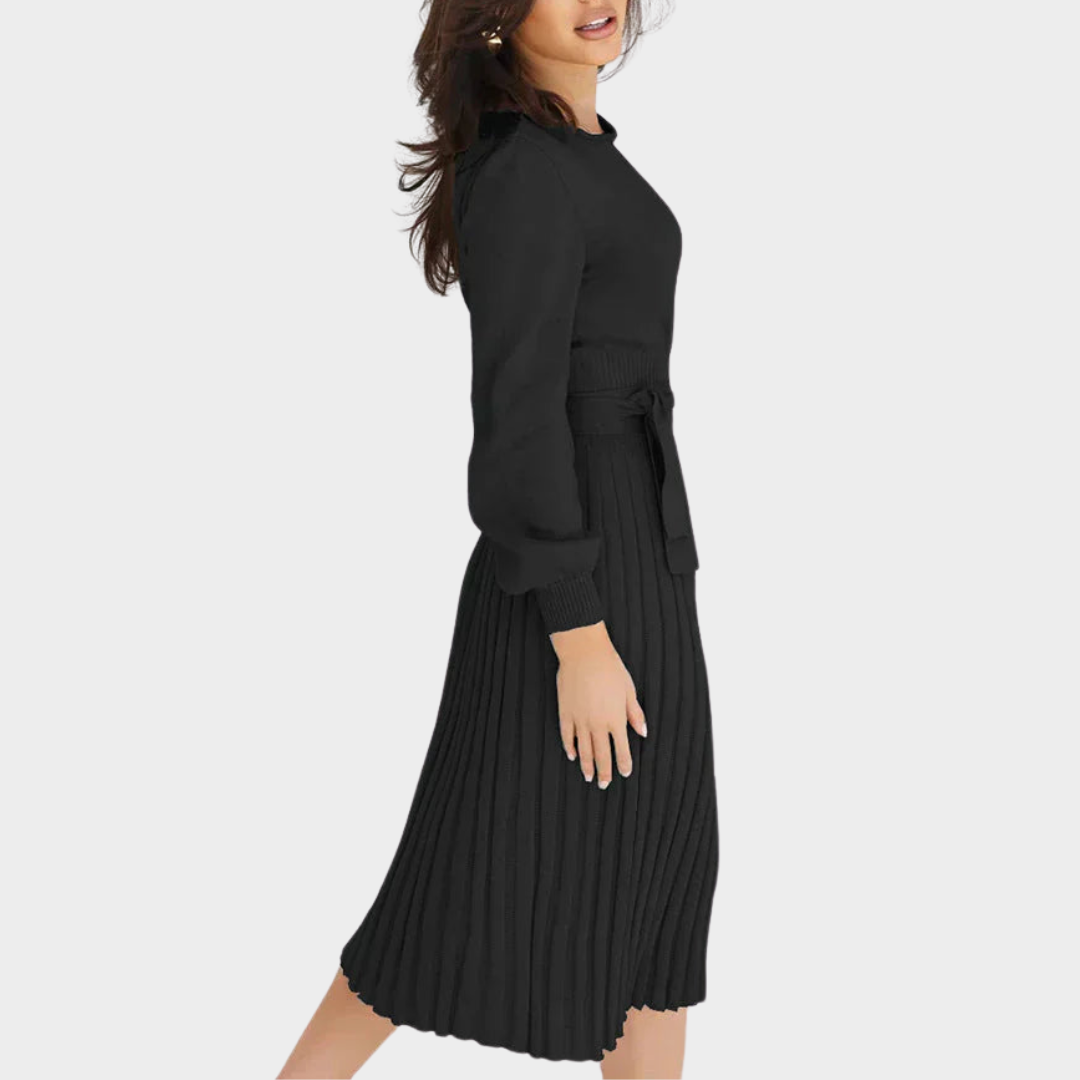 Women's Knitted Midi Dress – Long Sleeve Slim Fit Pullover – Multiple Colours