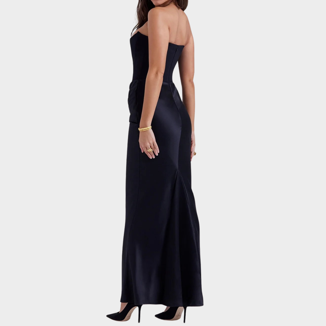Women’s Long Dress – Strapless Patchwork Design – Sleeveless Backless Slim Fit – Mermaid Evening Gown – Multiple Colours
