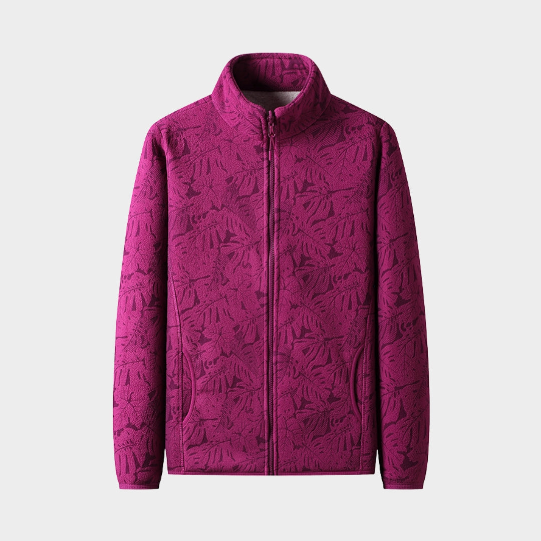 Women's Brushed Fleece Jacket – Print Design, Thick Warm Vest, Sports Coat, Grass Green, Peacock Green, Rose Red, and More