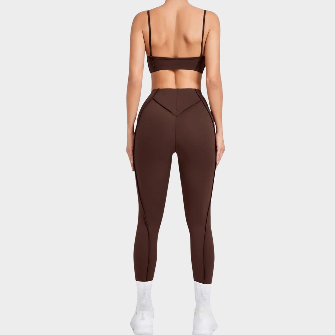 Women's Seamless Yoga Set - High-Waist Butt-Lifting Leggings & Backless Sports Bra - Stretch & Breathable Gym Outfit - Multiple Colours