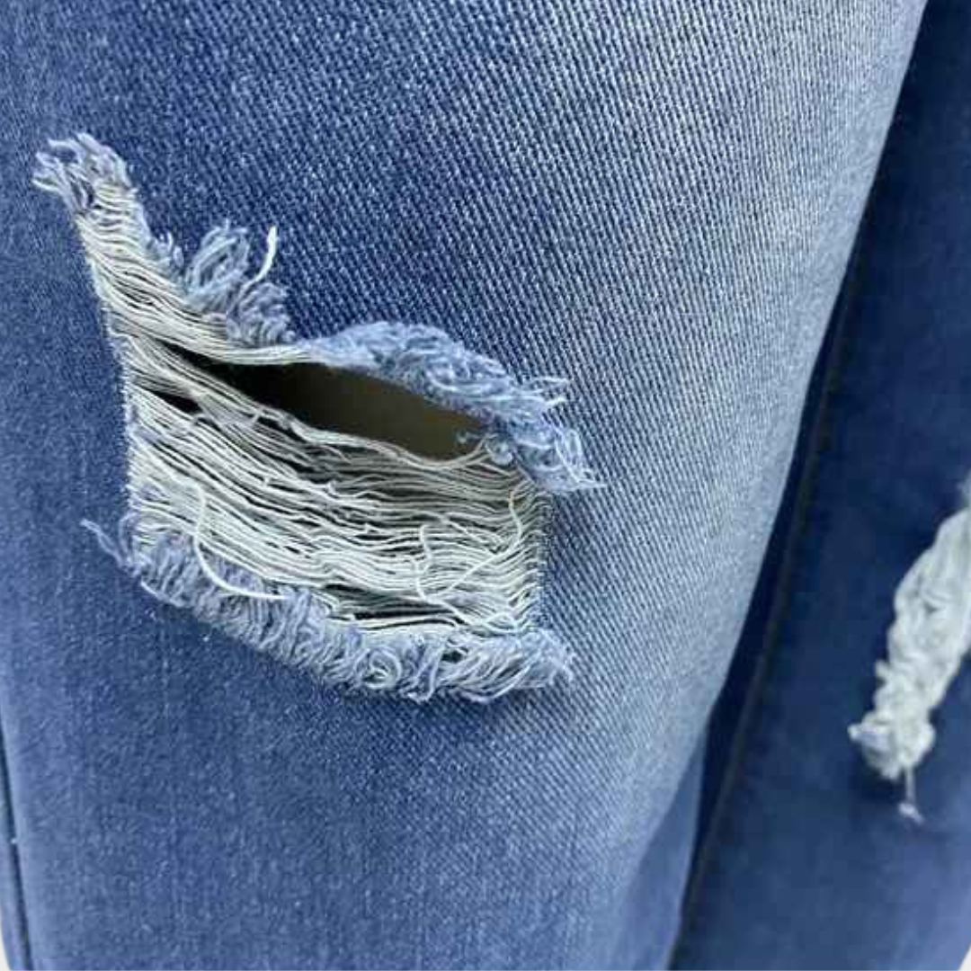 Women's Wide-Leg Jeans - High Waist Ankle-Length Denim Trousers - Zipper Fly with Pockets - Blue