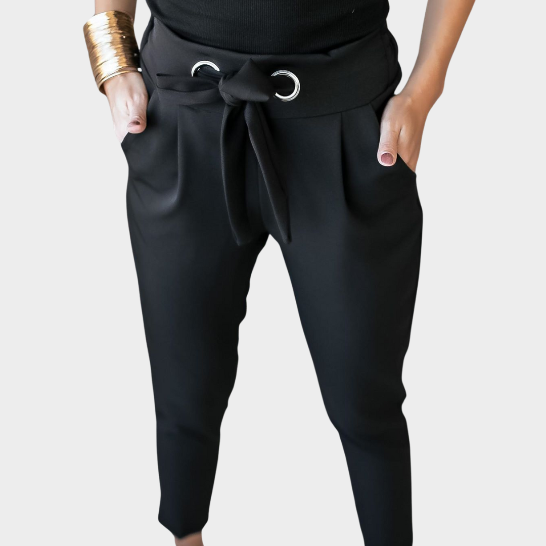 Women's High-Waist Pencil Trousers – Slim Fit – Bandage Detail – Pocket Design – Stylish Streetwear – Multiple Colours