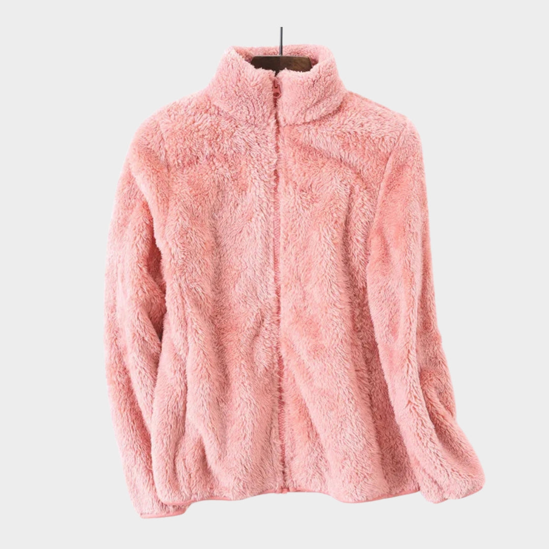 Women’s Coral Fleece Coat – Casual Loose Fit Long Sleeve Velvet Sweatshirt, Warm Autumn Winter Outwear (Pink, Black, Green)