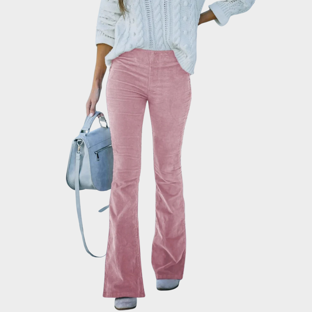 Women's High Waist Flare Pants - Stretch Fit Wide Leg Trousers - Elegant & Stylish - Multiple Colours