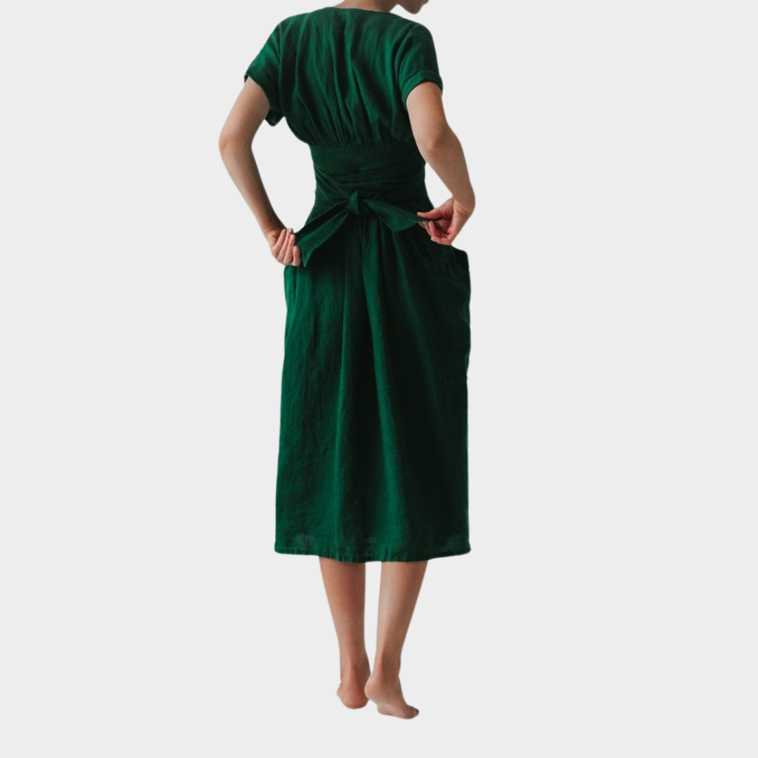Women's Casual Night Dress – Loose Fit Cotton Linen – Pockets – Multiple Colours