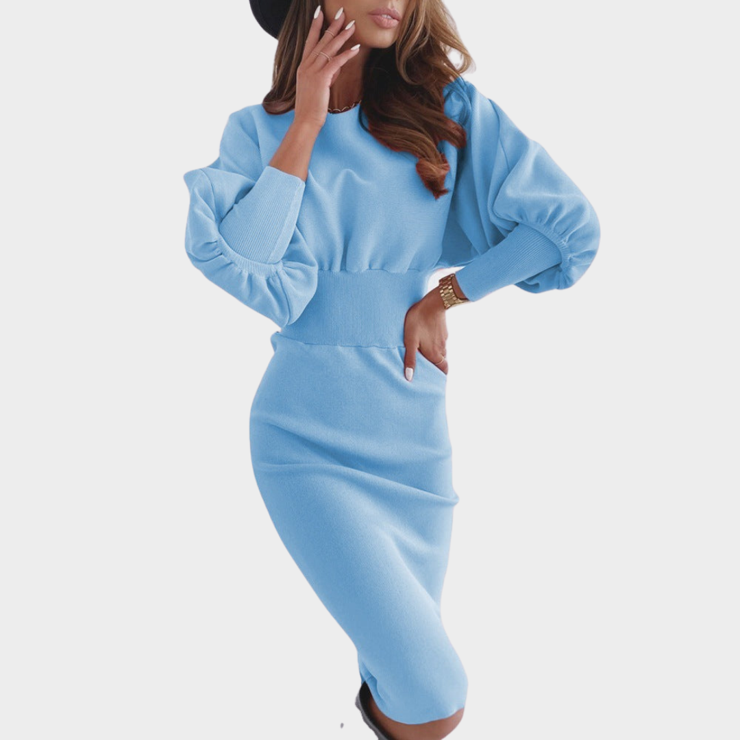 Women's Long Sleeve Dress – Elegant Slimming Fit – Waist-Defining – Multiple Colours
