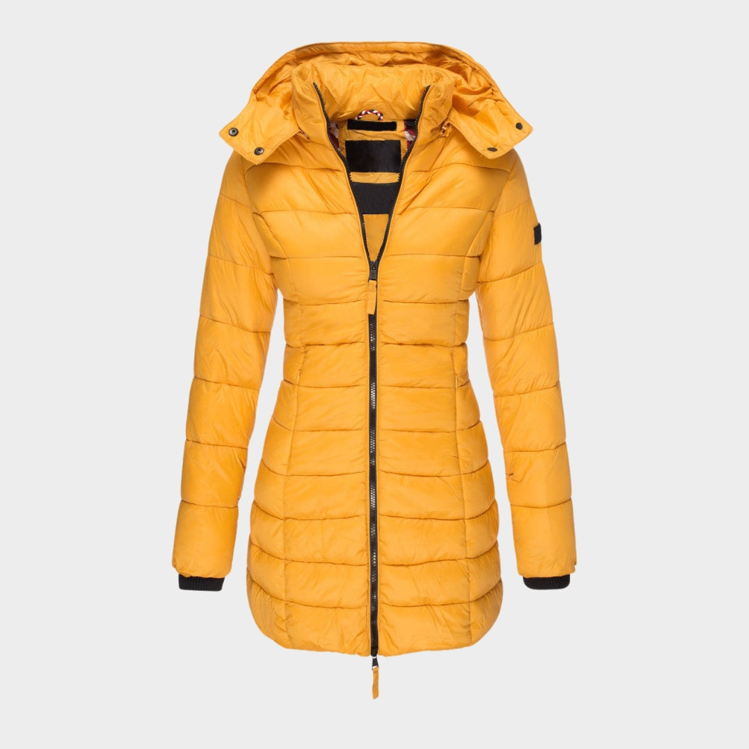 Women’s Cotton Padded Winter Coat - Slim Hooded Parka with Zipper, Warm Long Sleeve Jacket, Army Green, Black, and More