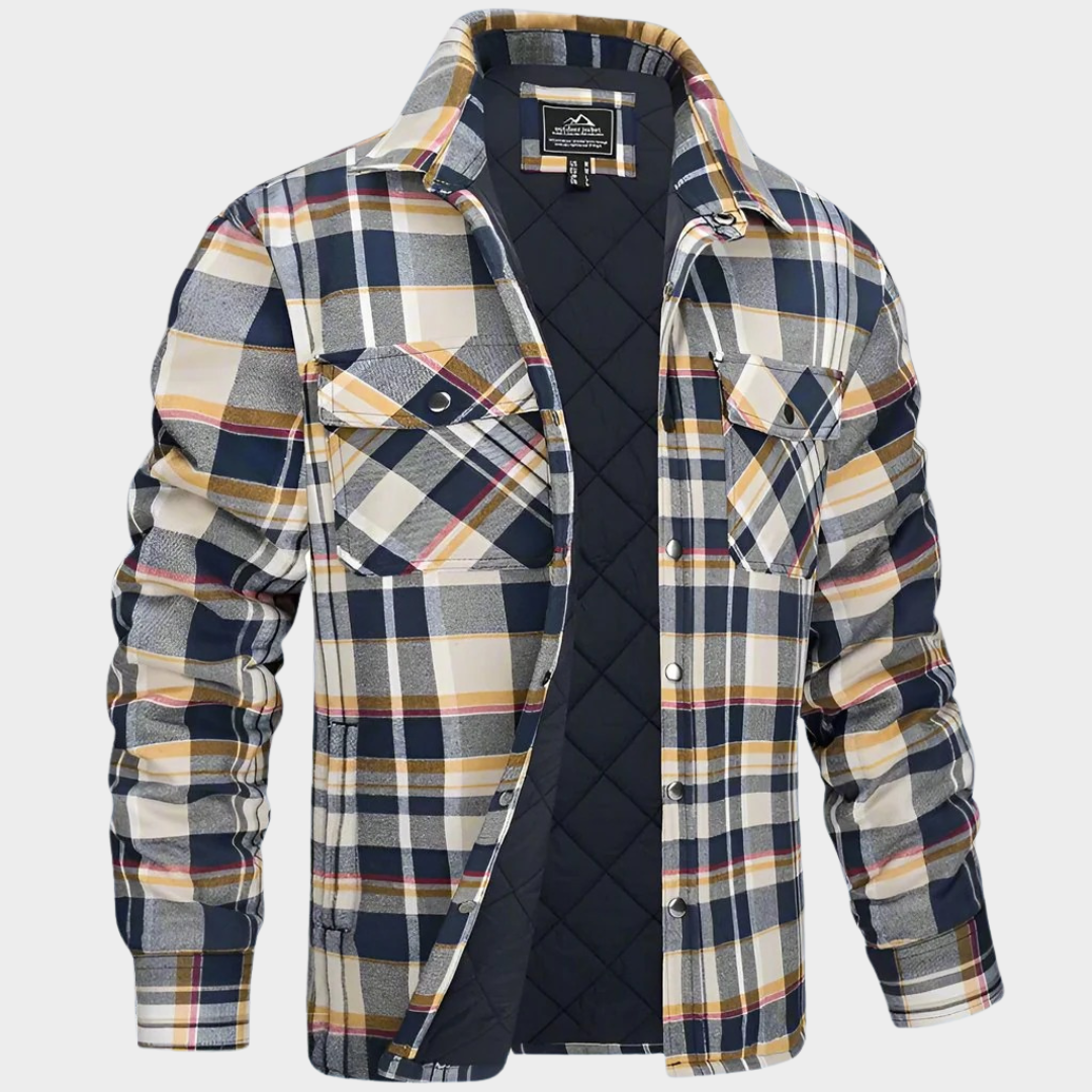 Men Plaid Shirt Jacket – Thickened Long Sleeve with Collar and Loose Fit – Multiple Colours