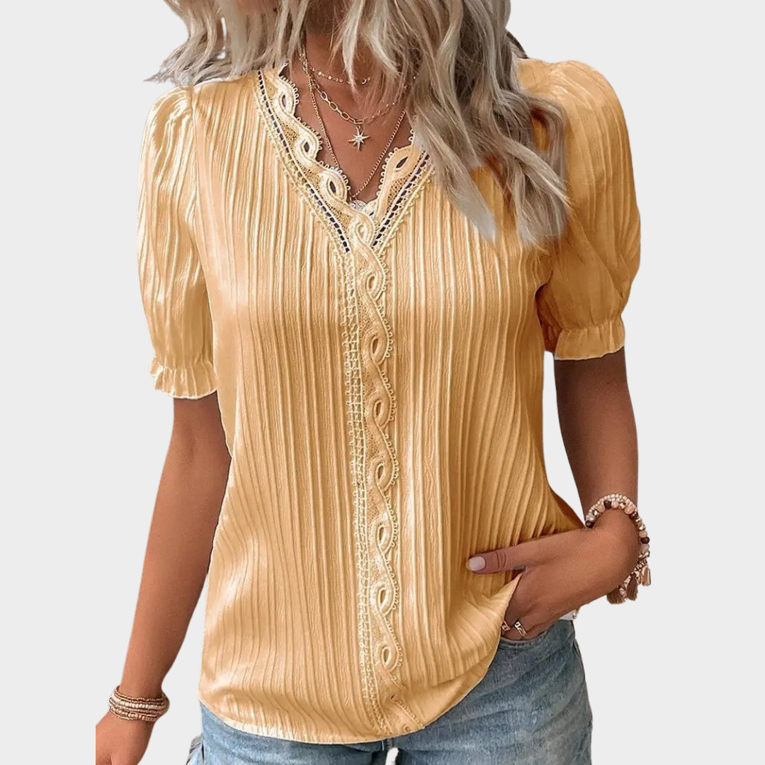 Women’s Blouse – V-Neck – Short Sleeve – Relaxed Fit – Soft Fabric – Multiple Colours
