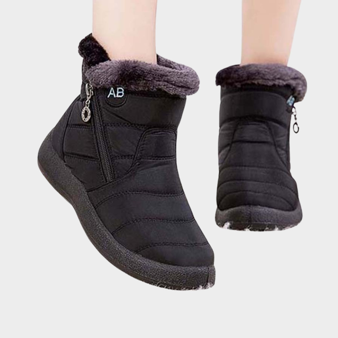 Women’s Waterproof Winter Boots - Soft Fur Lined, Comfortable Zipper Shoes, Grey, Black, Blue, Red, Brown