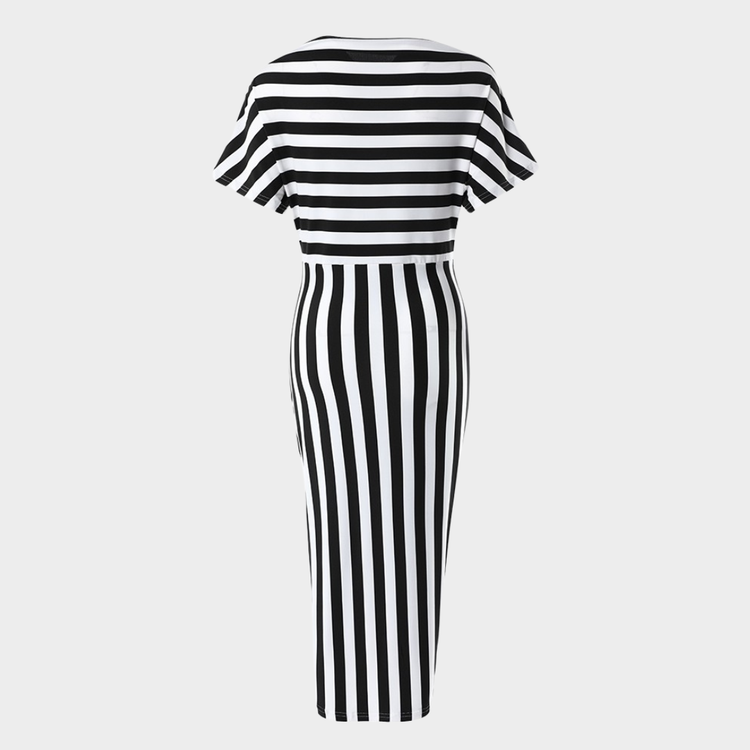 Women's Slant Collar Print Dress – Short Sleeve – Irregular Hem – Slim Fit – Multiple Colours