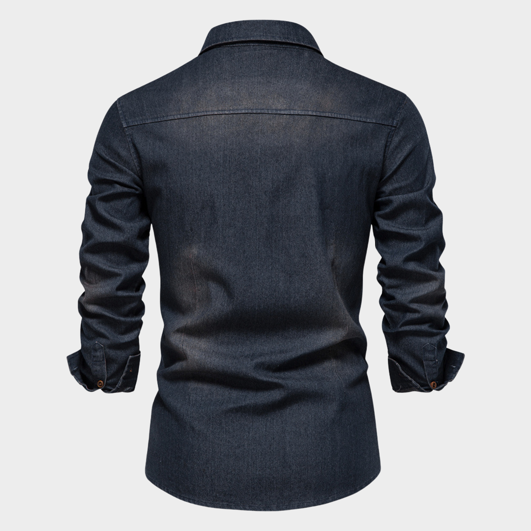 Men's Denim Shirt - Long Sleeve - 100% Cotton - Business Casual - Multiple Colours