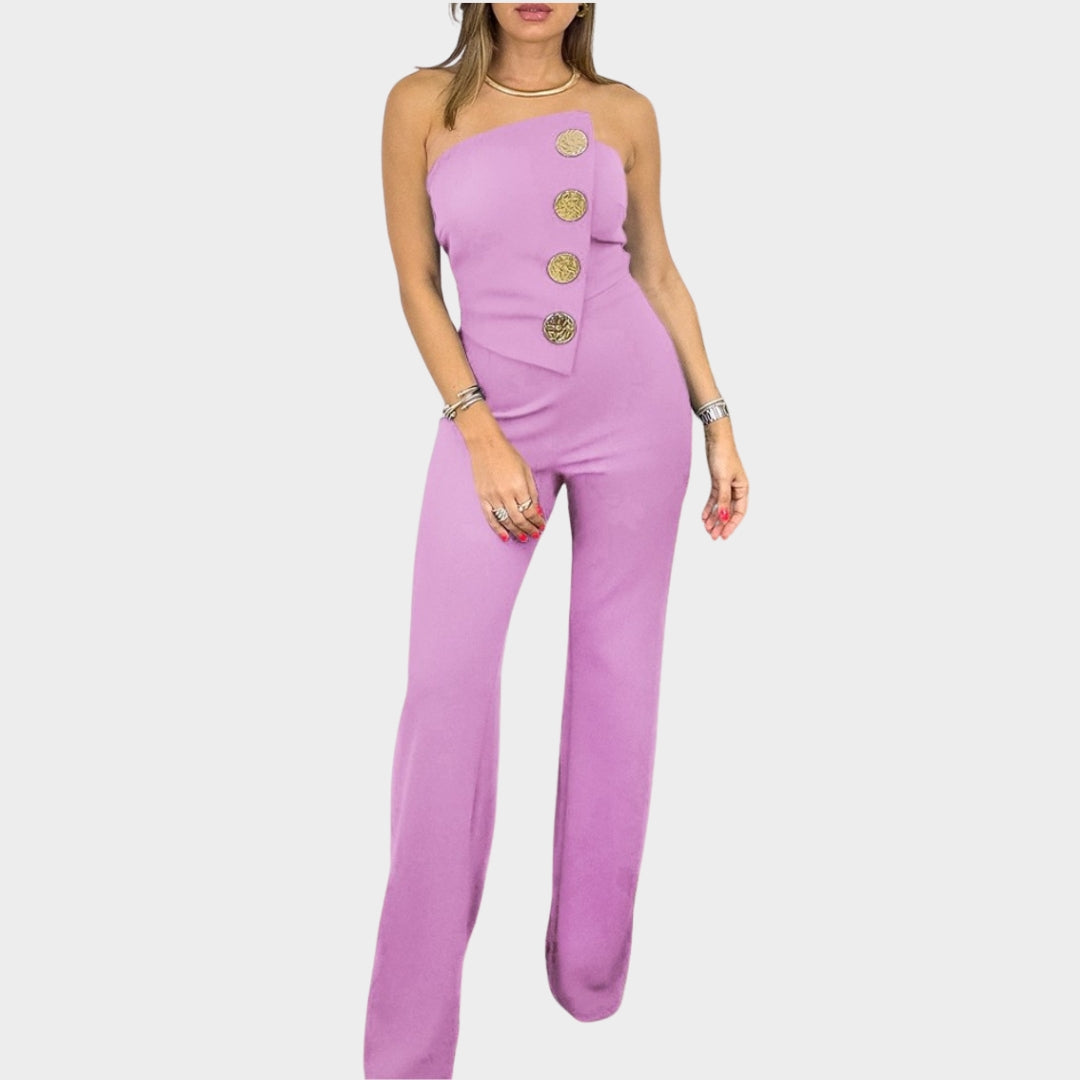 Women Romper Jumpsuit – Backless Tube Top, Bootcut Long Pants, Summer Streetwear