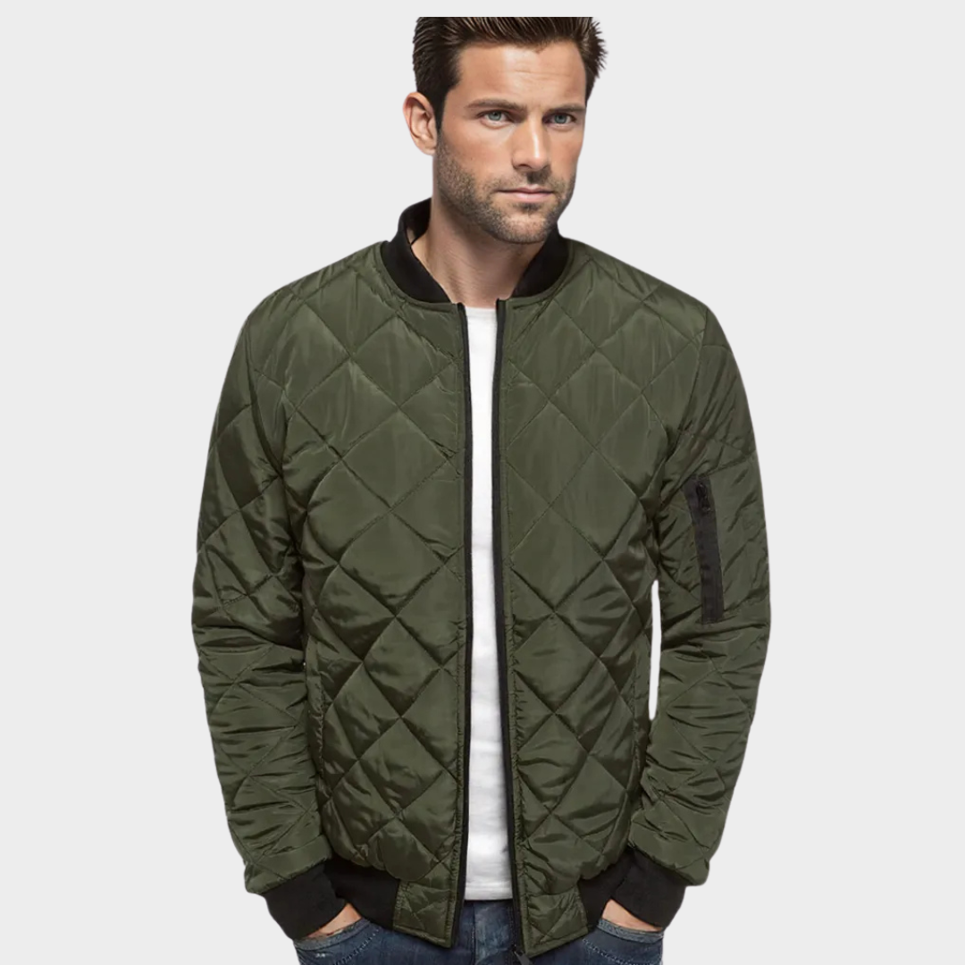 Men's Puffer Jacket – Plaid Cotton-Padded Coat – Warm Insulated Outerwear – Comfortable Fit – Multiple Colours