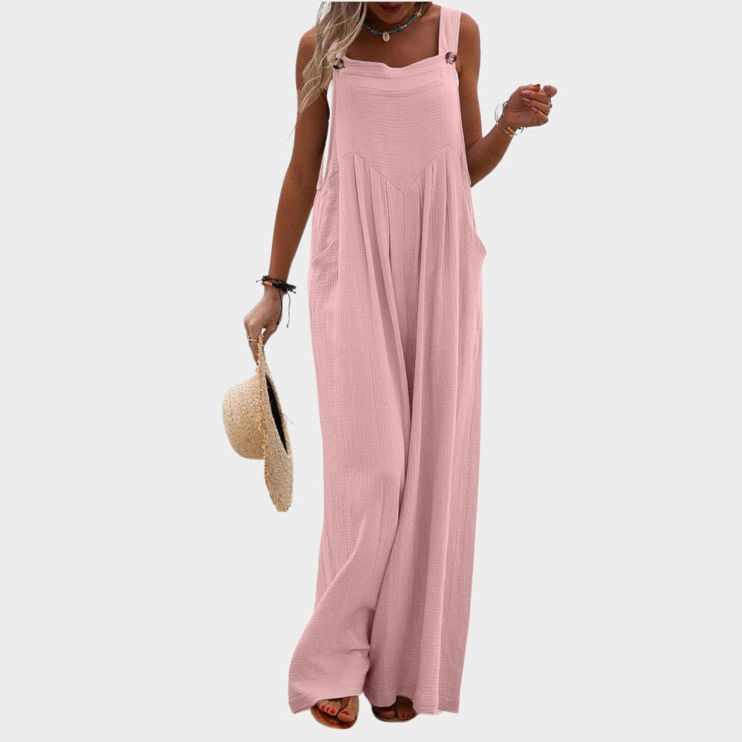Women Lace-Up Hollow Out Jumpsuit – Long Pants, V-Neck, Elegant Office Rompers
