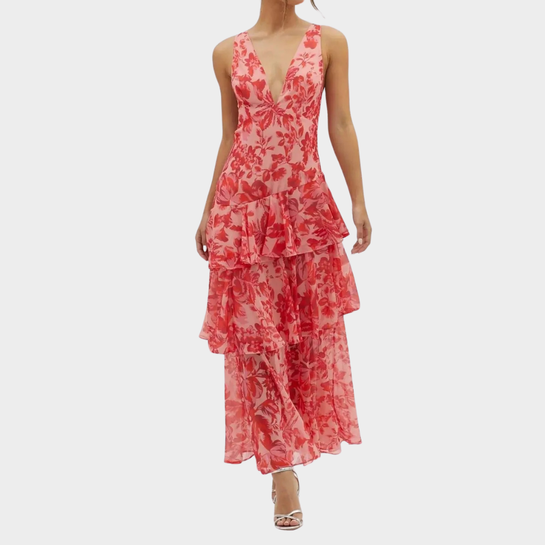 Women’s Halter Neck Chiffon Dress – Sleeveless Ruffled Hem Lightweight Fit – Beach and Holiday Style – Multiple Colours