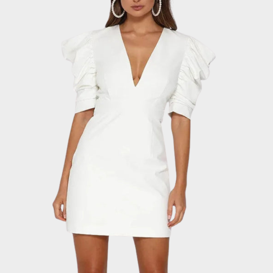 Women's Elegant Mini Dress – Backless – Bodycon – Short Length – Party & Evening Wear – White