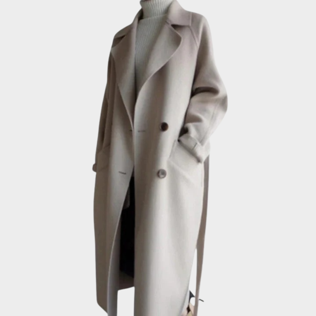 Women Wool Blend Long Coat – Elegant Loose Fit Maxi Overcoat with Lapel Collar – Timeless Outerwear – Multiple Colours