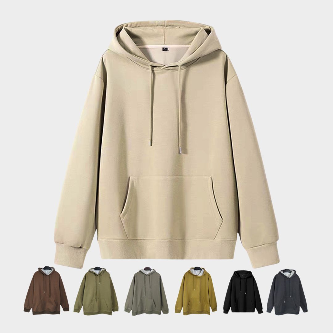 Men's Heavyweight Cotton Hoodie – Casual Pullover Sweatshirt, Loose Fit Long Sleeve Top (White, Black and More)