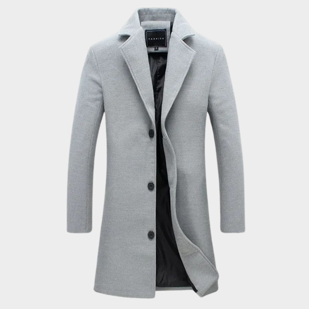 Men’s Windbreaker Coat – Slim Fit – Wool Blend – Long Length – Business & Casual – Multiple Colours